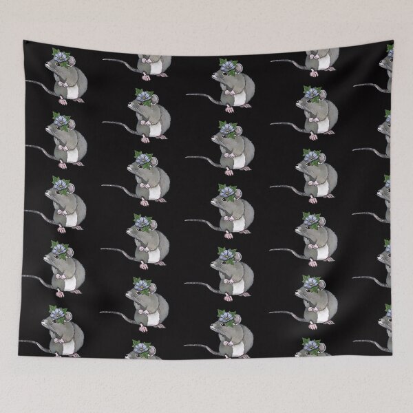 Item preview, Mouse with Flowers on Her Head, Illustration, Cute Grey Mouse designed and sold by JoyfulWhimsy.