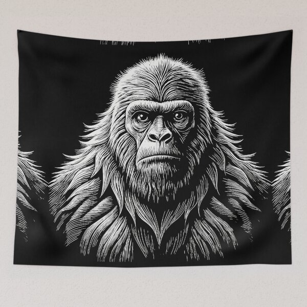 Item preview, Intense Black and White Yeti Portrait designed and sold by ART ATTACK ZONE.