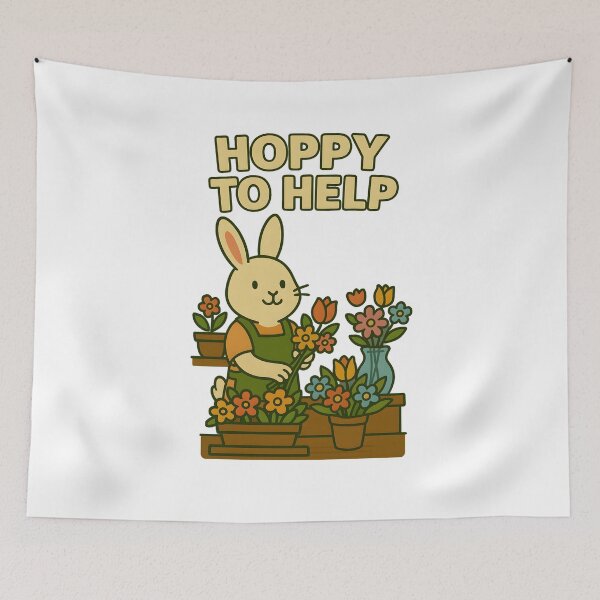 Item preview, Hoppy to Help – Floral Bunny Service designed and sold by inkNext.