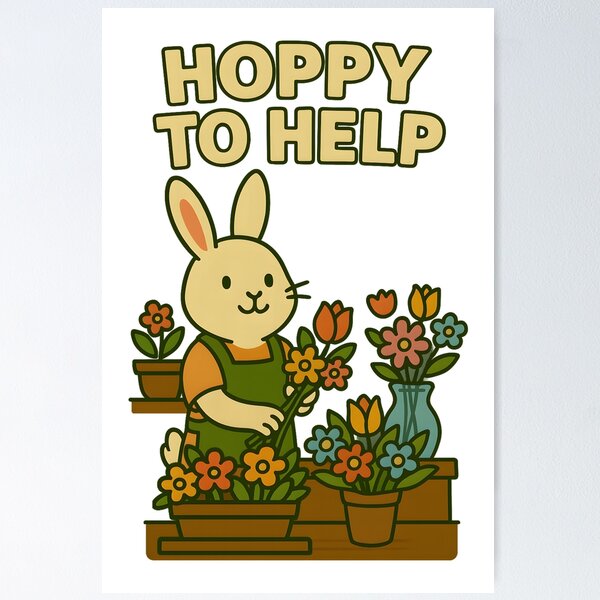 Item preview, Hoppy to Help – Floral Bunny Service designed and sold by inkNext.