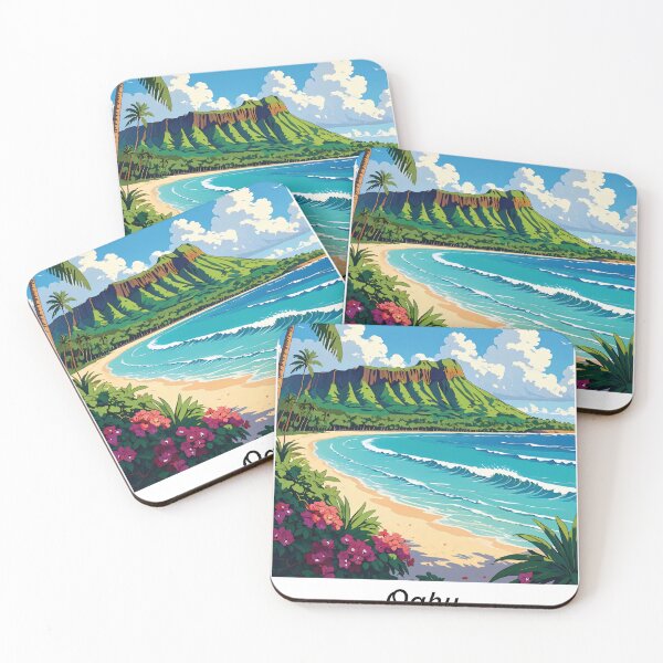 Item preview, Oahu Travel Poster designed and sold by RetroDestArt.
