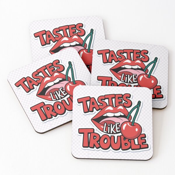 Item preview, ? Tastes Like Trouble - Cheeky Cherry Lips Sticker | designed and sold by Arthoughts.