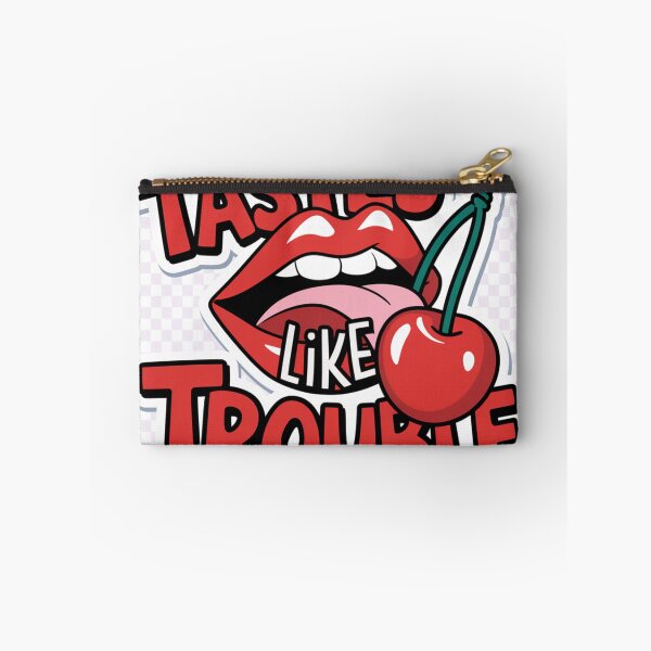 Item preview, ? Tastes Like Trouble - Cheeky Cherry Lips Sticker | designed and sold by Arthoughts.