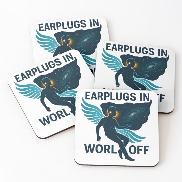Item preview, Earplugs In World Off – Cosmic Festival Escape Illustration designed and sold by VoidBloom Studio.