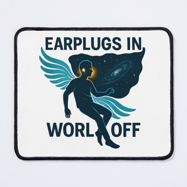 Item preview, Earplugs In World Off – Cosmic Festival Escape Illustration designed and sold by VoidBloom Studio.