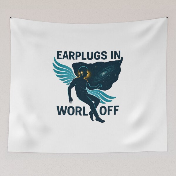 Item preview, Earplugs In World Off – Cosmic Festival Escape Illustration designed and sold by VoidBloom Studio.