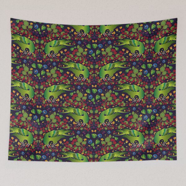 Item preview, Green Birds & Raspberries designed and sold by JennyAnneDesign.