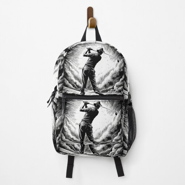 Item preview, Dynamic Golfer Mid-Swing Black and White designed and sold by ART ATTACK ZONE.