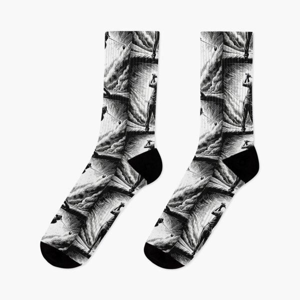 Item preview, Dynamic Golfer Mid-Swing Black and White designed and sold by ART ATTACK ZONE.