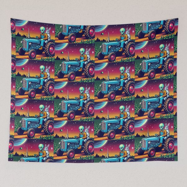 Item preview, alien driving a tractor and his friend the rabbit designed and sold by Dogandesighn.