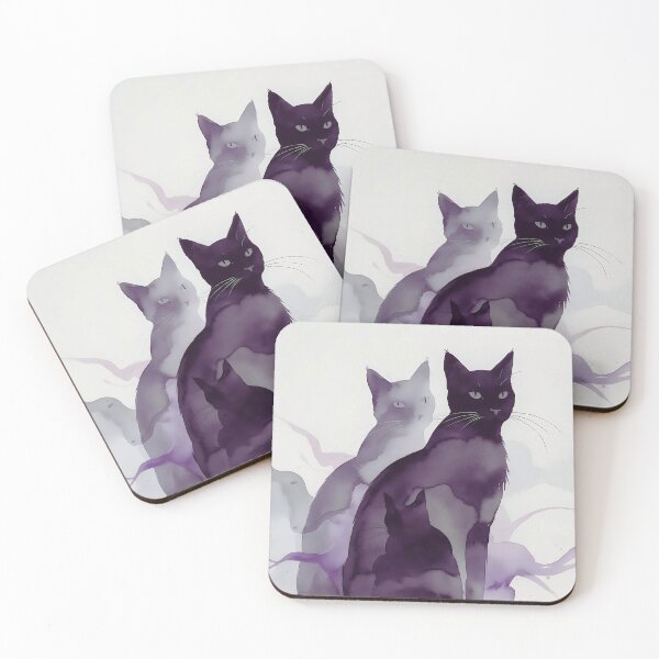 Item preview, Mystical Black Cats — Abstract Watercolor Silhouettes designed and sold by Mos Thainique.