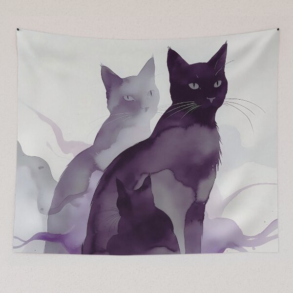 Item preview, Mystical Black Cats — Abstract Watercolor Silhouettes designed and sold by Mos Thainique.