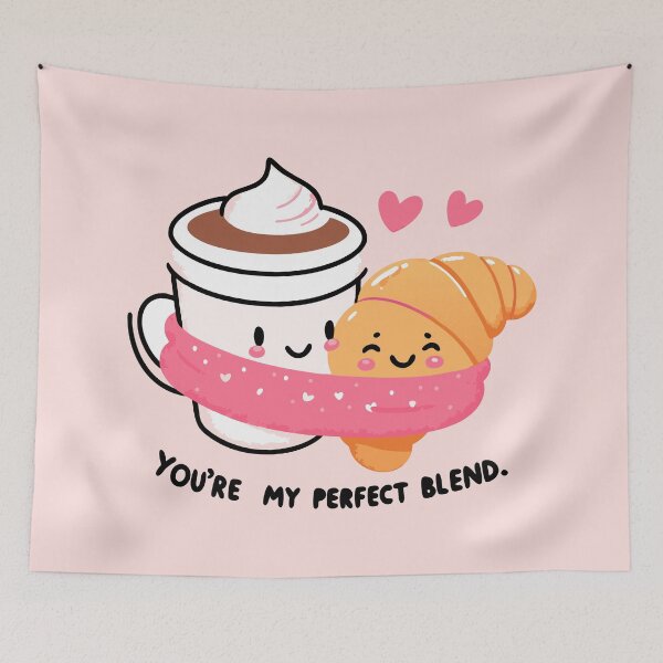 Item preview, Felt Coffee and Croissant Duo – Playful Breakfast Romance Design designed and sold by MAGICKEY2024.
