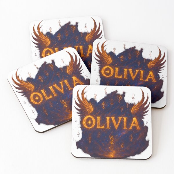 Item preview, Olivia – Flameborn Seraph of Cosmic Runes | Celestial Magic Name Art designed and sold by VoidBloom Studio.