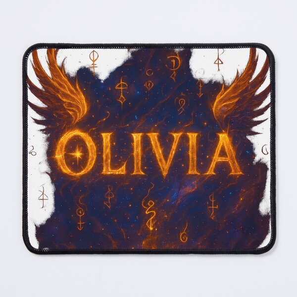 Item preview, Olivia – Flameborn Seraph of Cosmic Runes | Celestial Magic Name Art designed and sold by VoidBloom Studio.