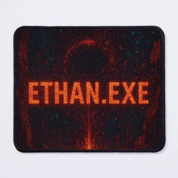 Item preview, Ethan.exe – Glitch God of the Digital Realm | Techcore Red Matrix Name Art designed and sold by VoidBloom Studio.