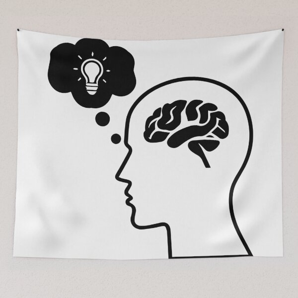 Item preview, Creative Head Silhouette with Brain and Light Bulb Icon Vector Illustration Representing Ideas, Innovation, and Thinking Concept designed and sold by AtonuHaque.
