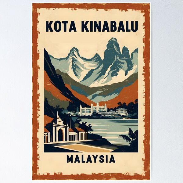 Item preview, Kota Kinabalu Malaysia Vintage Travel Tourism designed and sold by TravelersGems.