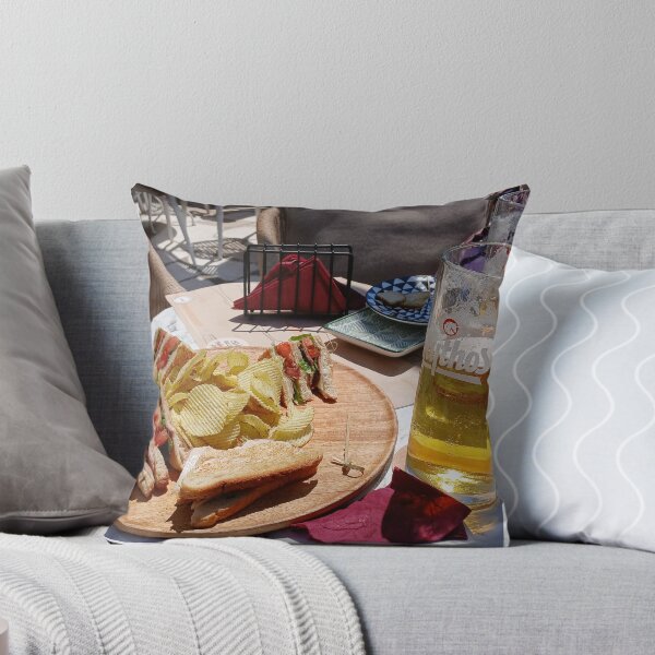Item preview, A club sandwich and a glass of Mythos beer. designed and sold by ronsaunders47.