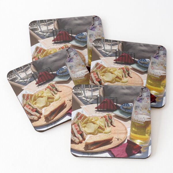 Item preview, A club sandwich and a glass of Mythos beer. designed and sold by ronsaunders47.