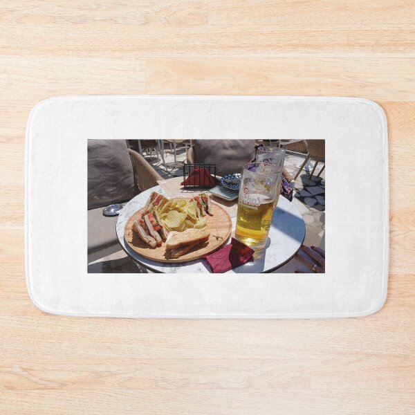 Item preview, A club sandwich and a glass of Mythos beer. designed and sold by ronsaunders47.