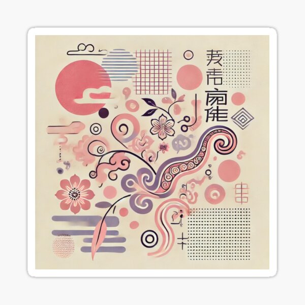 Item preview, Sakura Paisley | Japanese Abstract Floral Art in Pink & Lilac designed and sold by Mood Press.