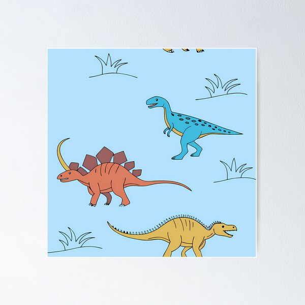 Item preview, Various Cartoon Dinosaurs in Blue Landscape designed and sold by ART ATTACK ZONE.