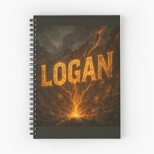 Item preview, Logan – Erupción del Núcleo Terrestre | Arte con Nombres Ardientes en Piedra Agrietada designed and sold by VoidBloom Studio.