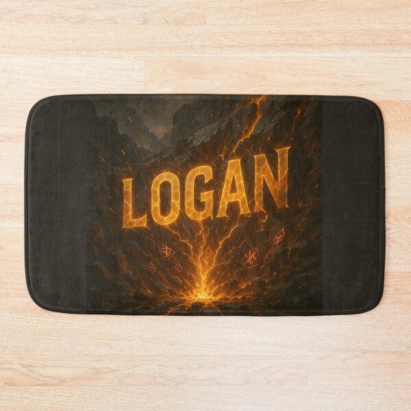 Item preview, Logan – Eruption of the Earth Core | Fiery Name Art in Cracked Stone designed and sold by VoidBloom Studio.