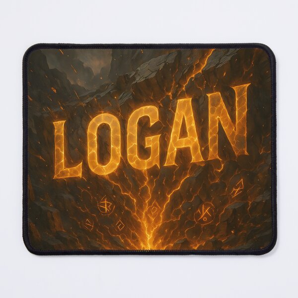 Item preview, Logan – Eruption of the Earth Core | Fiery Name Art in Cracked Stone designed and sold by VoidBloom Studio.