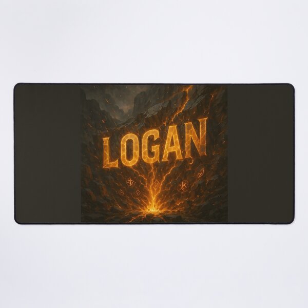 Item preview, Logan – Eruption of the Earth Core | Fiery Name Art in Cracked Stone designed and sold by VoidBloom Studio.