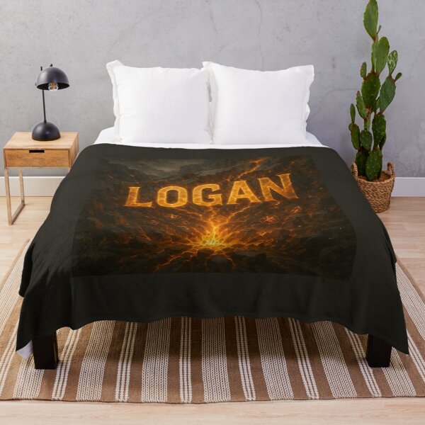 Item preview, Logan – Eruption of the Earth Core | Fiery Name Art in Cracked Stone designed and sold by VoidBloom Studio.