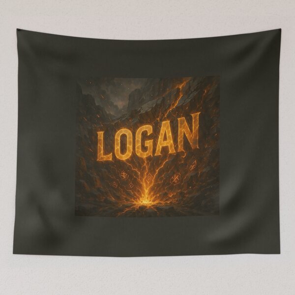 Item preview, Logan – Eruption of the Earth Core | Fiery Name Art in Cracked Stone designed and sold by VoidBloom Studio.