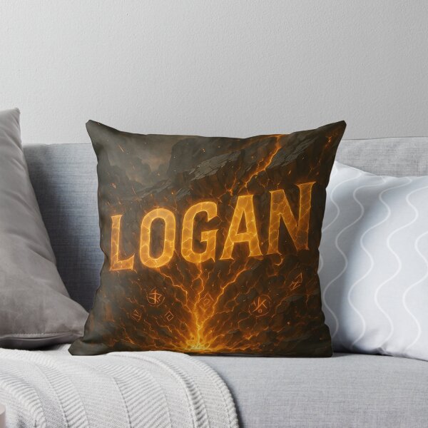 Item preview, Logan – Eruption of the Earth Core | Fiery Name Art in Cracked Stone designed and sold by VoidBloom Studio.
