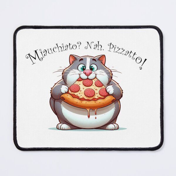 Item preview, Fat Cat Devouring Pepperoni Pizza – Funny Lazy Pizza Lover Illustration designed and sold by Pasja W Każdym Szkicu!.