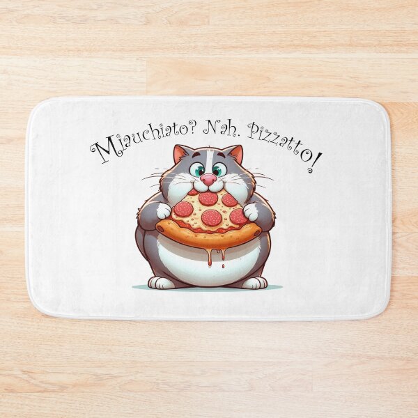 Item preview, Fat Cat Devouring Pepperoni Pizza – Funny Lazy Pizza Lover Illustration designed and sold by Pasja W Każdym Szkicu!.