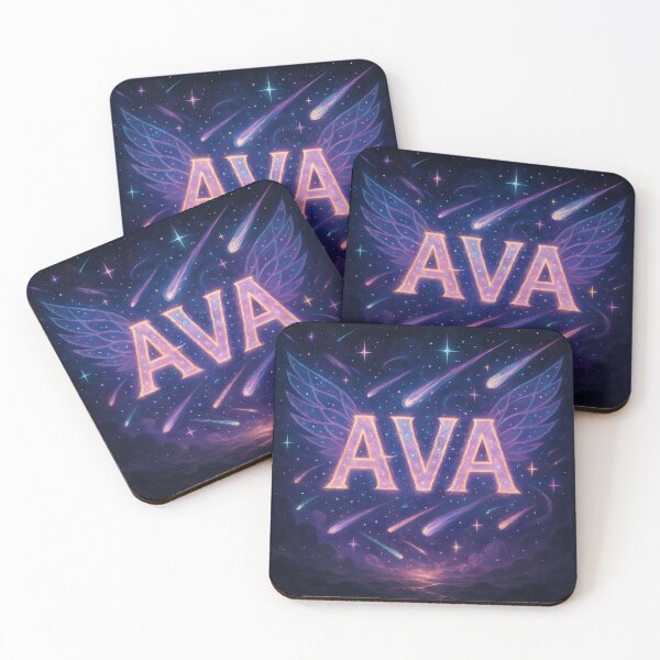 Item preview, Ava – Celestial Wings of Stardust | Angelic Name Art in Shooting Star Skies designed and sold by VoidBloom Studio.