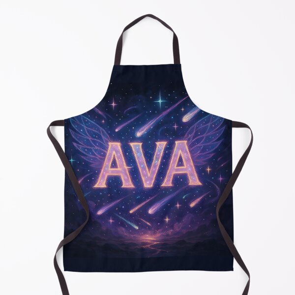 Item preview, Ava – Celestial Wings of Stardust | Angelic Name Art in Shooting Star Skies designed and sold by VoidBloom Studio.