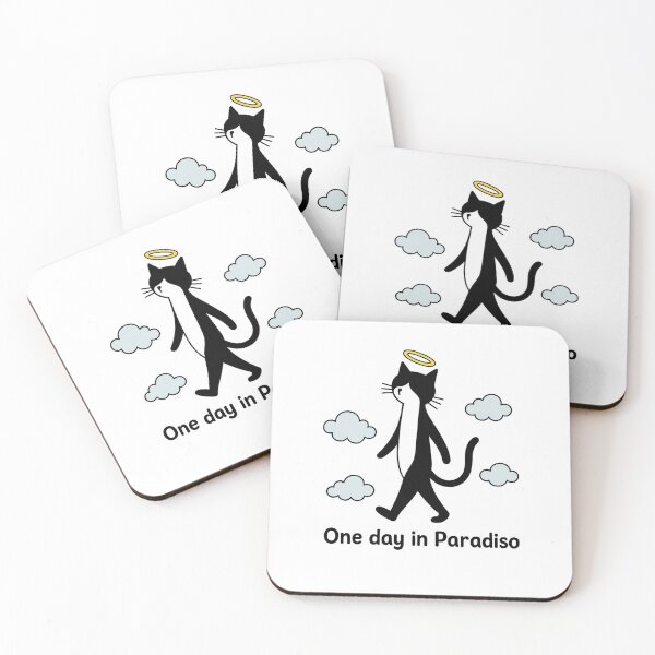 Item preview, One Day in Paradiso – Funny Angel Cat Walking in Heaven Design designed and sold by PetSoulPrints.
