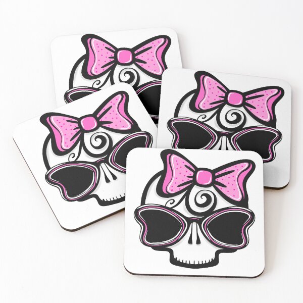 Item preview, Cute Skull with Sunglasses, Curly Hair, and a Big Pink Bow designed and sold by Infinite-Charm.
