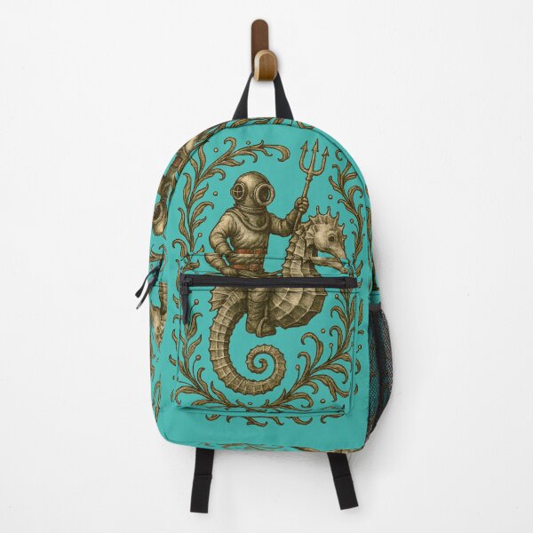 Item preview, Deep-Sea Diver Riding Seahorse Steampunk Vintage Art designed and sold by Shoot-The-Moon.