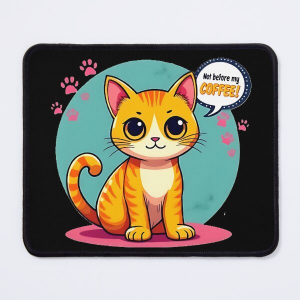 Item preview, Sleepy Cat Cafe "Not Before My Coffee!" designed and sold by Ayutthaya Vibes.
