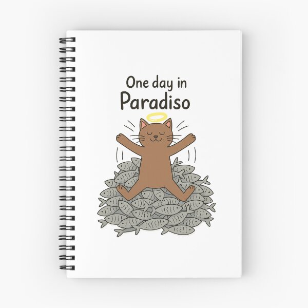 Item preview, One Day in Paradiso – Funny Angel Cat Making Fish Wings in Heaven designed and sold by PetSoulPrints.