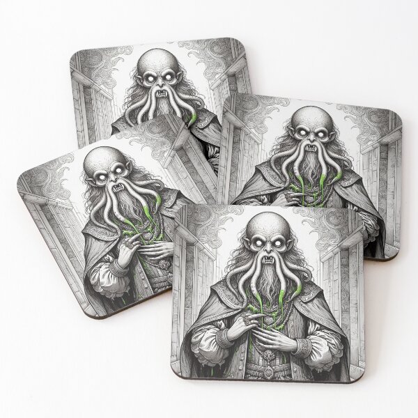 Item preview, Eldritch dark Lord of dread Dagon cult Cthulhu follower of Darkmere staring at you with his eyes of the void designed and sold by Vintage Designs +.