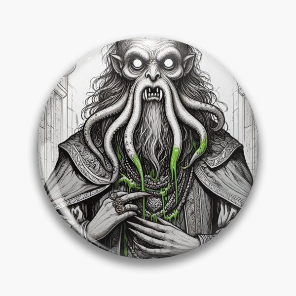 Item preview, Eldritch dark Lord of dread Dagon cult Cthulhu follower of Darkmere staring at you with his eyes of the void designed and sold by Vintage Designs +.