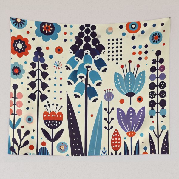 Item preview, Colorful Hyacinths and Bellflowers - Scandinavian Folk Art by heidiannemorris © designed and sold by FOLK ART FUSION by heidiannemorris.