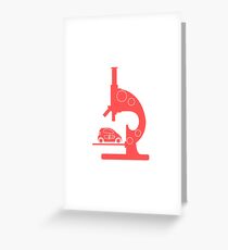 Microscope, electric car. Greeting Card