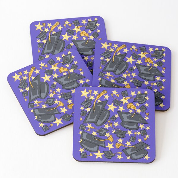 Item preview, Stars And Graduation Caps With purple background  designed and sold by missmann.