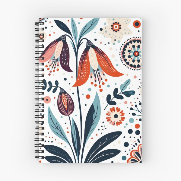 Item preview, Red and White Bellflowers - Scandinavian Folk Art by heidiannemorris © designed and sold by FOLK ART FUSION.
