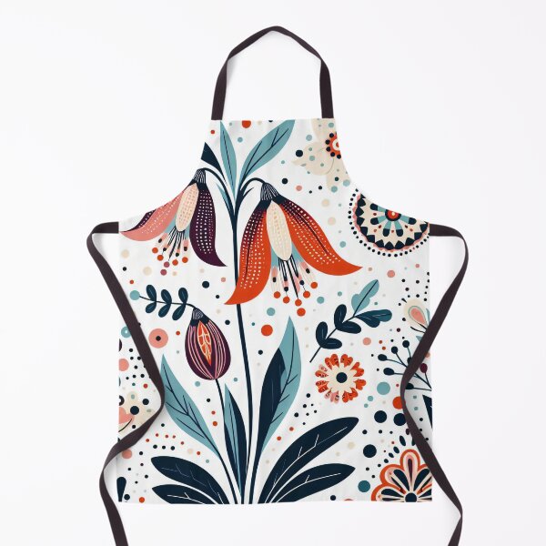 Item preview, Red and White Bellflowers - Scandinavian Folk Art by heidiannemorris © designed and sold by FOLK ART FUSION by heidiannemorris.